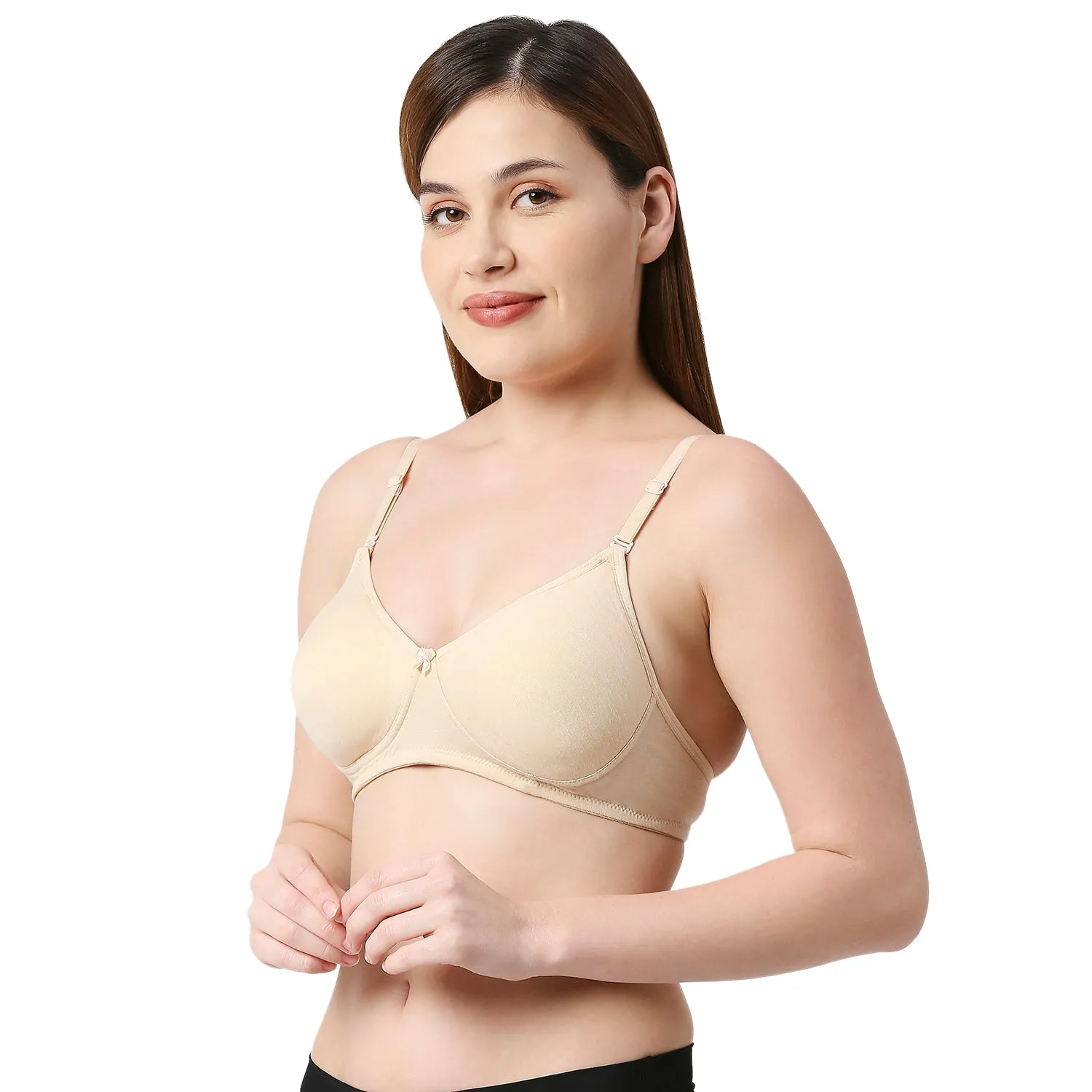 1030-Cotton Basics Plain Soft Padded T-Shirt Bra Melange skin