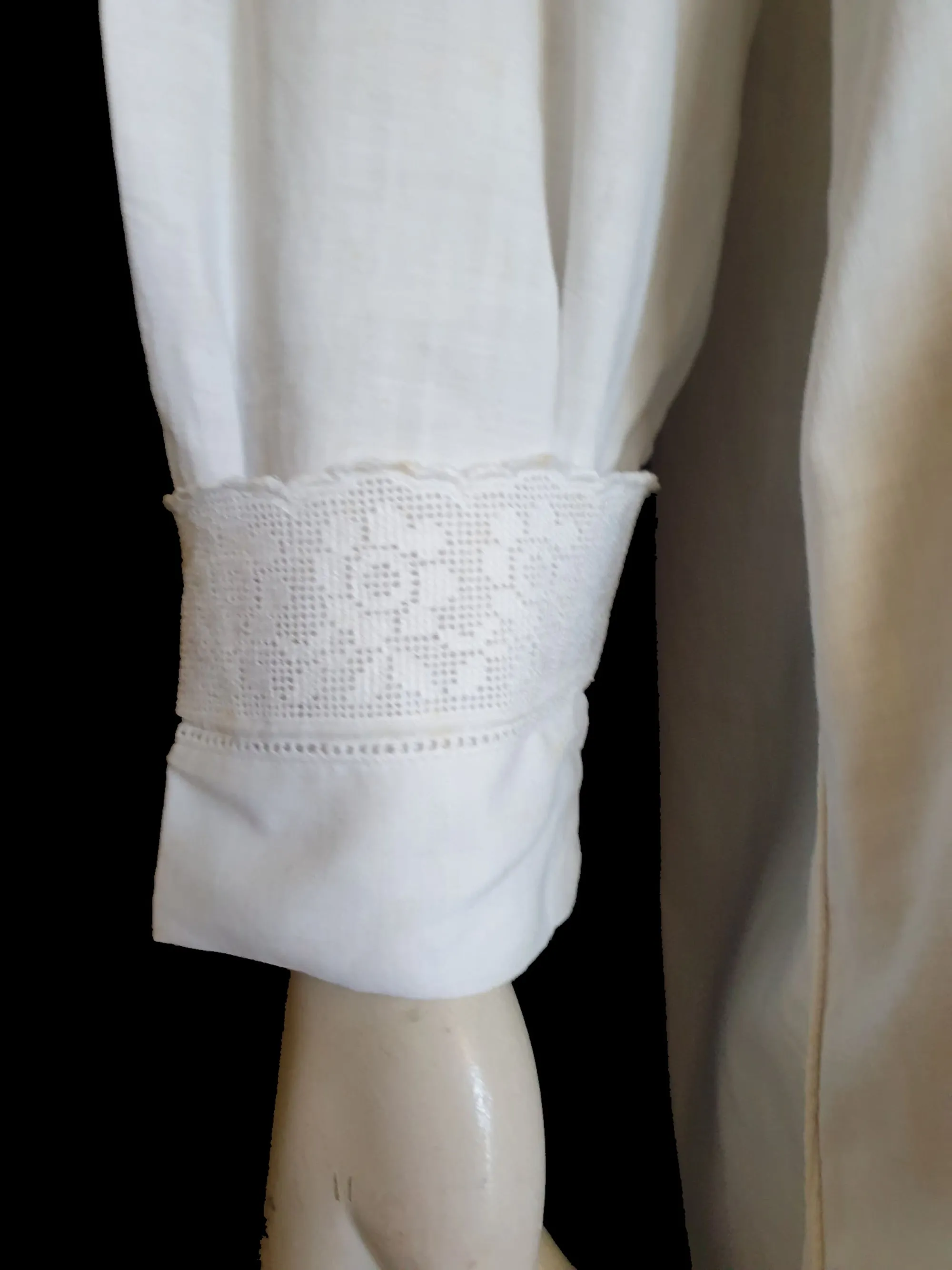 Antique Gown With Filet Lace & Embroidery