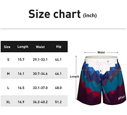 Arjen Kroos Mens Swim Trunks Quick Dry 5 Inch Inseam Swim Shorts for Men Bathing Suit with Pockets and Soft Lining Printed Swimwear Beach Shorts，AK2217-Deep Blue,Small