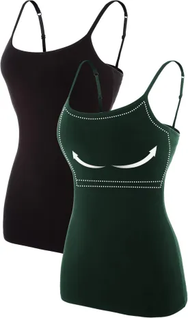 ATTRACO Women's Cotton Camisole Shelf Bra Spaghetti Straps Tank Top