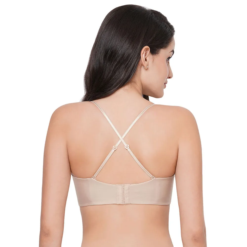 Basic Mold Padded Wired Half Cup Strapless Bandeau T-Shirt Bra - Beige
