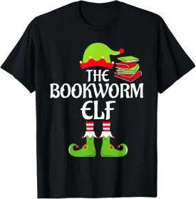 Bookworm Elf Matching Family Group Christmas Party Xmas T-Shirt