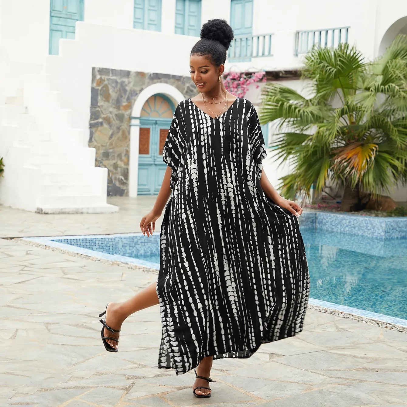 Bsubseach Kaftan Dresses for Women 2025 Plus Size Swimsuit Cover Up Tie Dye Caftan Maxi Dress Loungewear