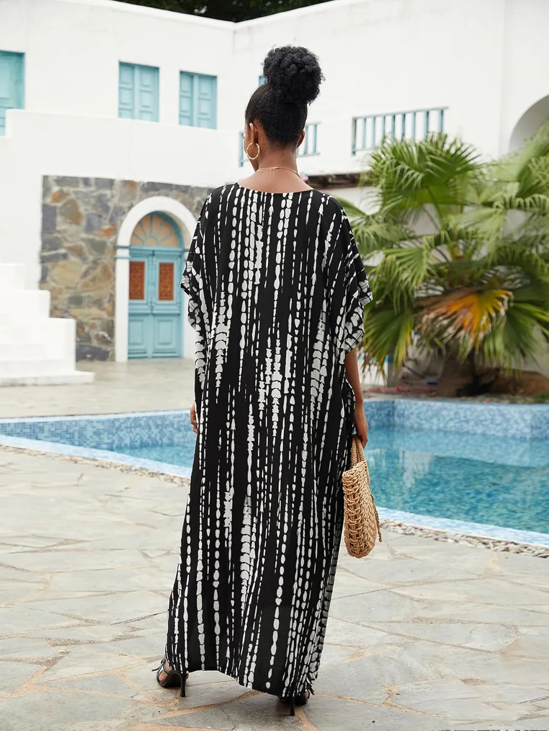 Bsubseach Kaftan Dresses for Women 2025 Plus Size Swimsuit Cover Up Tie Dye Caftan Maxi Dress Loungewear