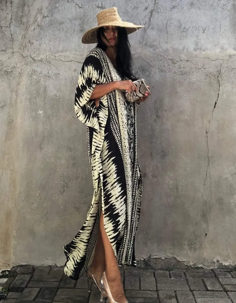 Bsubseach Kaftan Dresses for Women 2025 Plus Size Swimsuit Cover Up Tie Dye Caftan Maxi Dress Loungewear