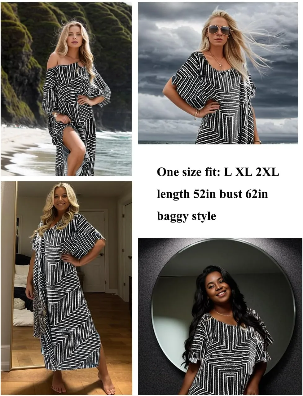 Bsubseach Kaftan Dresses for Women Plus Size Caftan Dress Print Caftan Beach Cover Up 70s Dress
