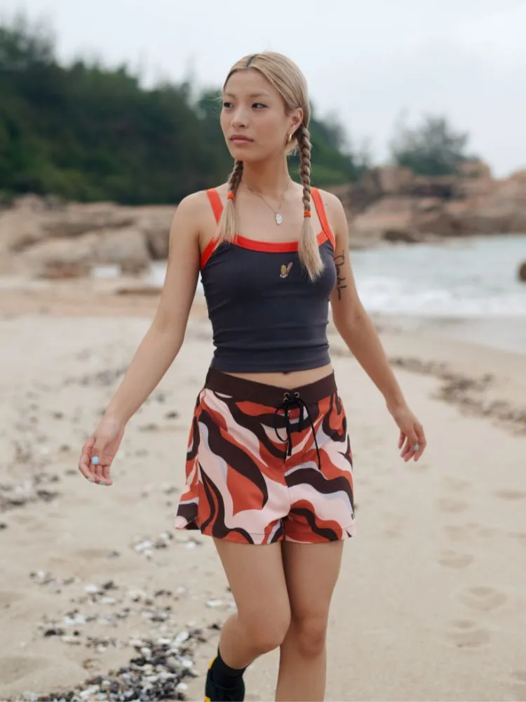 CHILLHANG Wave Print Surf Shorts - Women's