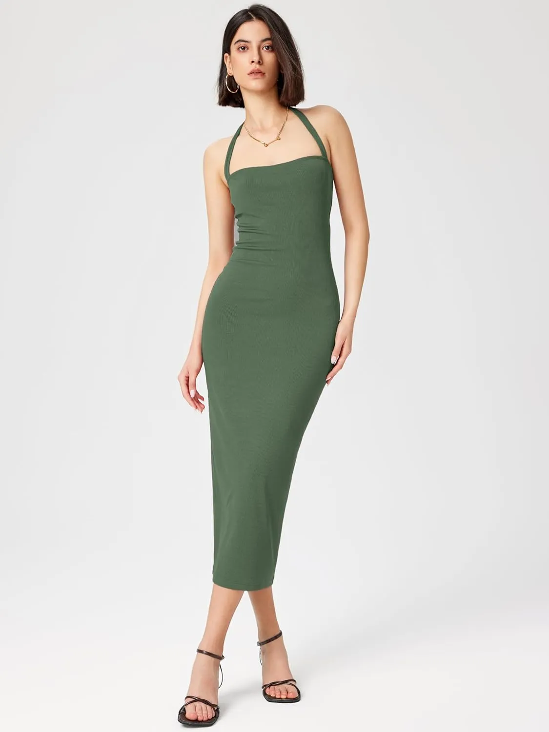 CIDER Women's Summer Bodycon Dress Halter Maxi Dress Knit Sleeveless Long Dresses Party Club Dresses Trendy