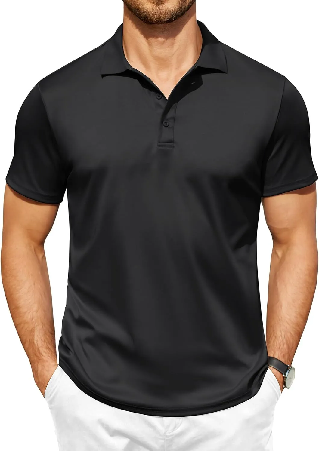 COOFANDY Men Polo Shirts Short Sleeve Quick Drying Athletic Collared Golf Shirts Moisture Wicking Tees