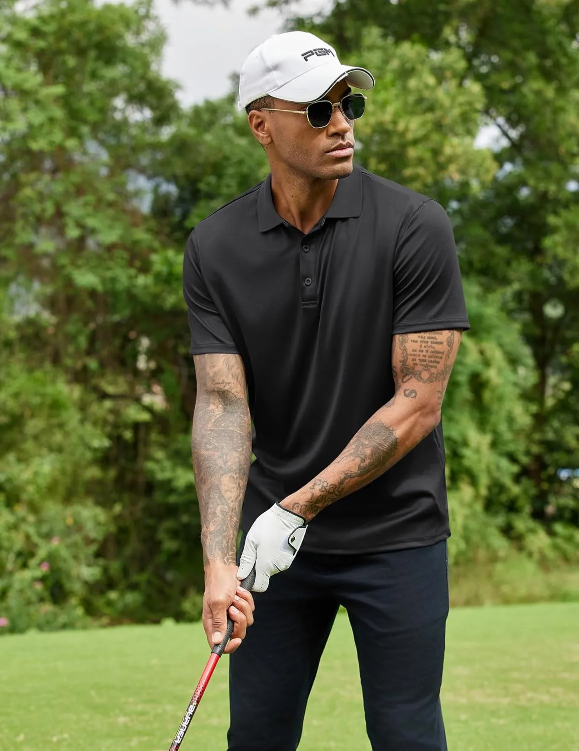 COOFANDY Men Polo Shirts Short Sleeve Quick Drying Athletic Collared Golf Shirts Moisture Wicking Tees