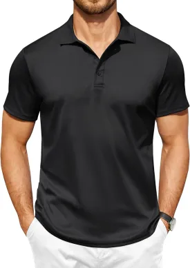 COOFANDY Men Polo Shirts Short Sleeve Quick Drying Athletic Collared Golf Shirts Moisture Wicking Tees
