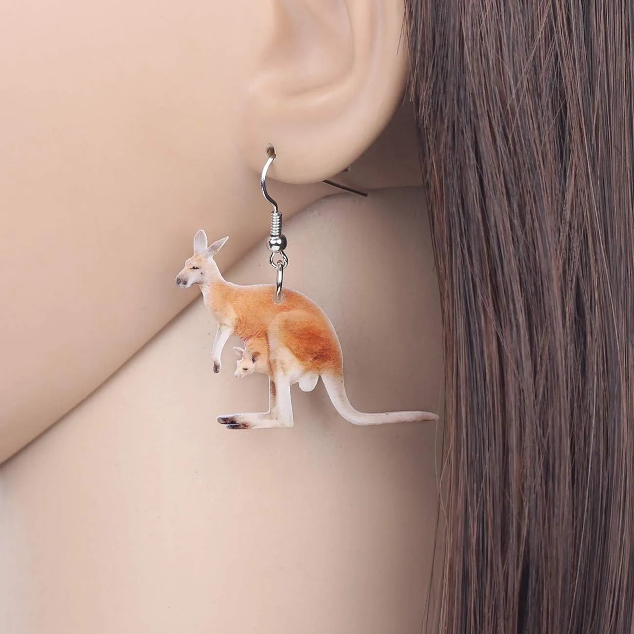 DUOWEI Cute Australian Kangaroo Earrings Dangle Jungle Animals Jewelry for Women Accessories Gifts