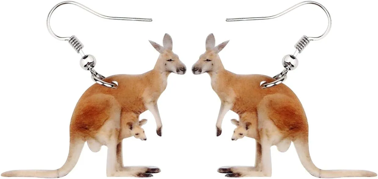 DUOWEI Cute Australian Kangaroo Earrings Dangle Jungle Animals Jewelry for Women Accessories Gifts