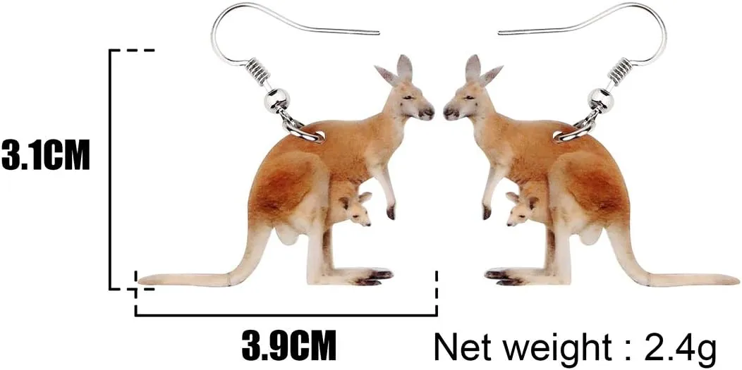 DUOWEI Cute Australian Kangaroo Earrings Dangle Jungle Animals Jewelry for Women Accessories Gifts