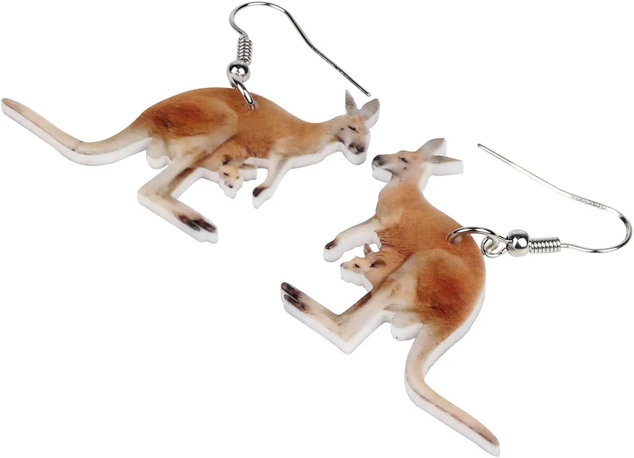 DUOWEI Cute Australian Kangaroo Earrings Dangle Jungle Animals Jewelry for Women Accessories Gifts