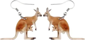 DUOWEI Cute Australian Kangaroo Earrings Dangle Jungle Animals Jewelry for Women Accessories Gifts