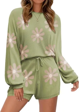 Ekouaer Knit Pajamas Set for Women Lounge Wear Sets Long Sleeve Sweatsuit Matching 2 Piece Outfits Casual Sweater Sets S-XXL