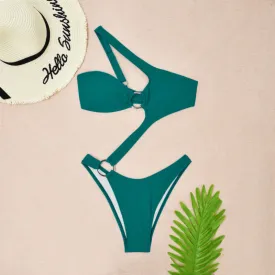 Elegant Monochrome Bandage One-Piece Swimsuit