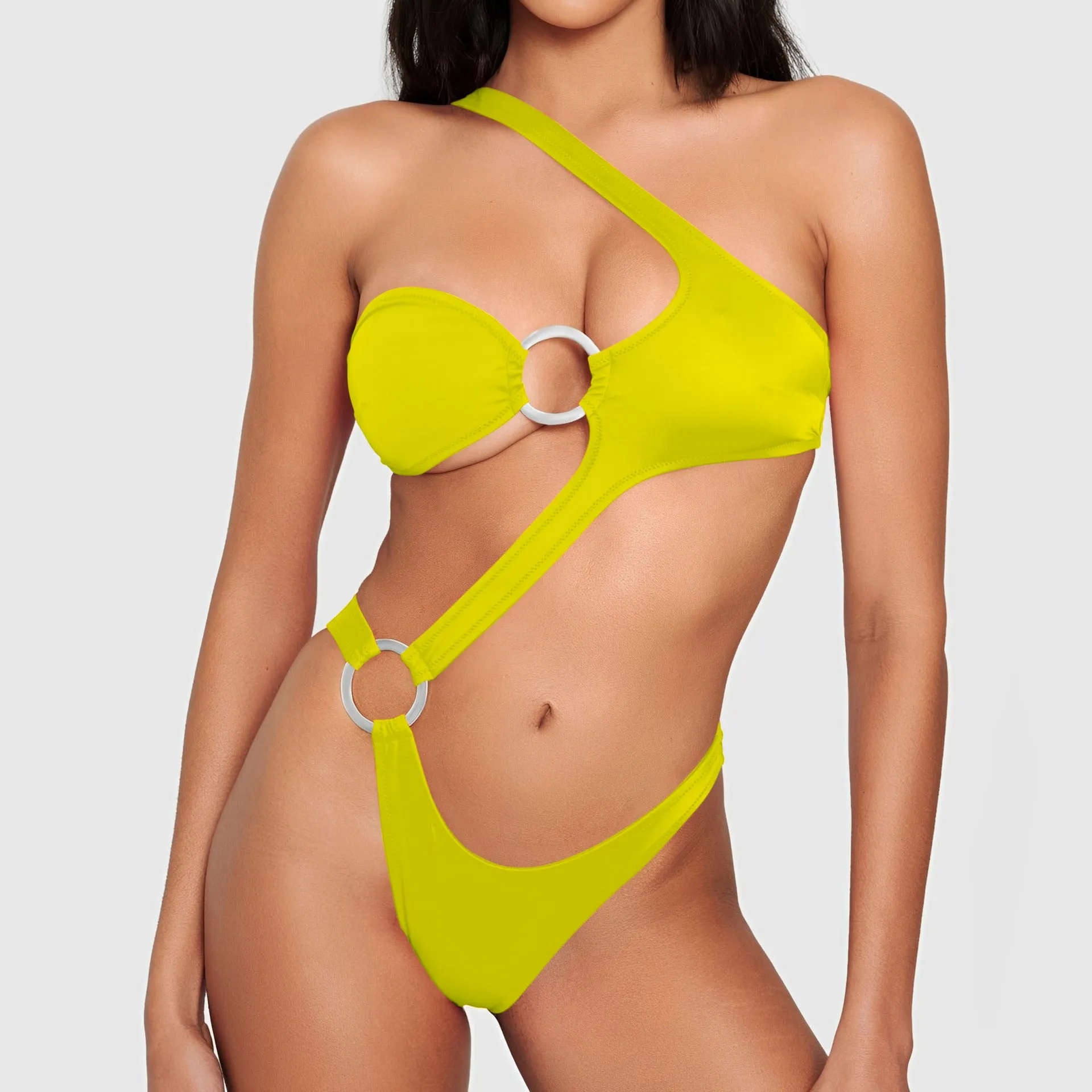 Elegant Monochrome Bandage One-Piece Swimsuit