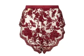 Embroidered Tap Shorts - Ruby Wine -
