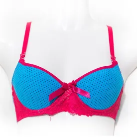 Fancy Bra - Blue & Red - Polka Dotted Pushup Bra