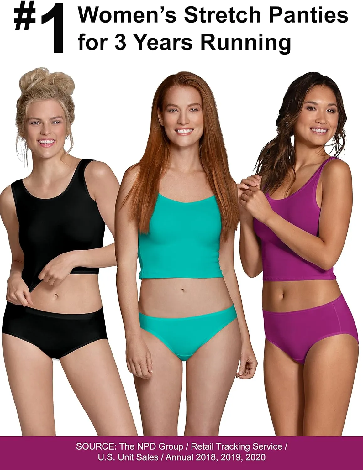 Fruit of the Loom Women's Eversoft Cotton Underwear Multipacks, Tag Free & Breathable, Available in Plus Size