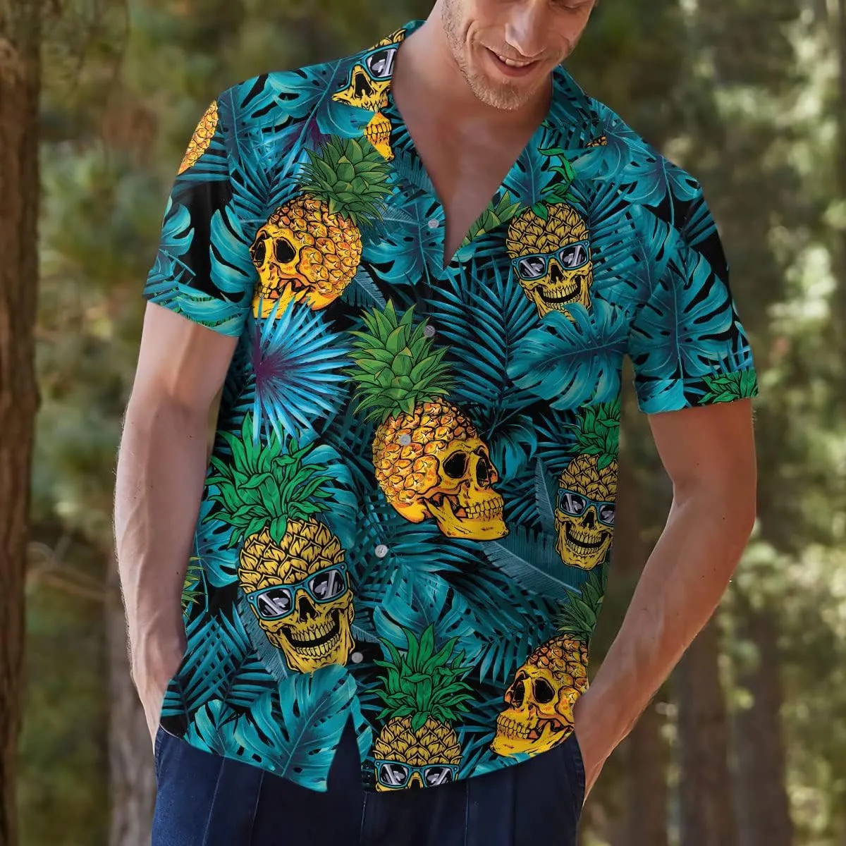 Funny Superheroes Eyes Casual Button Down Short Sleeve Holiday Summer Beach Hawaiian Shirt
