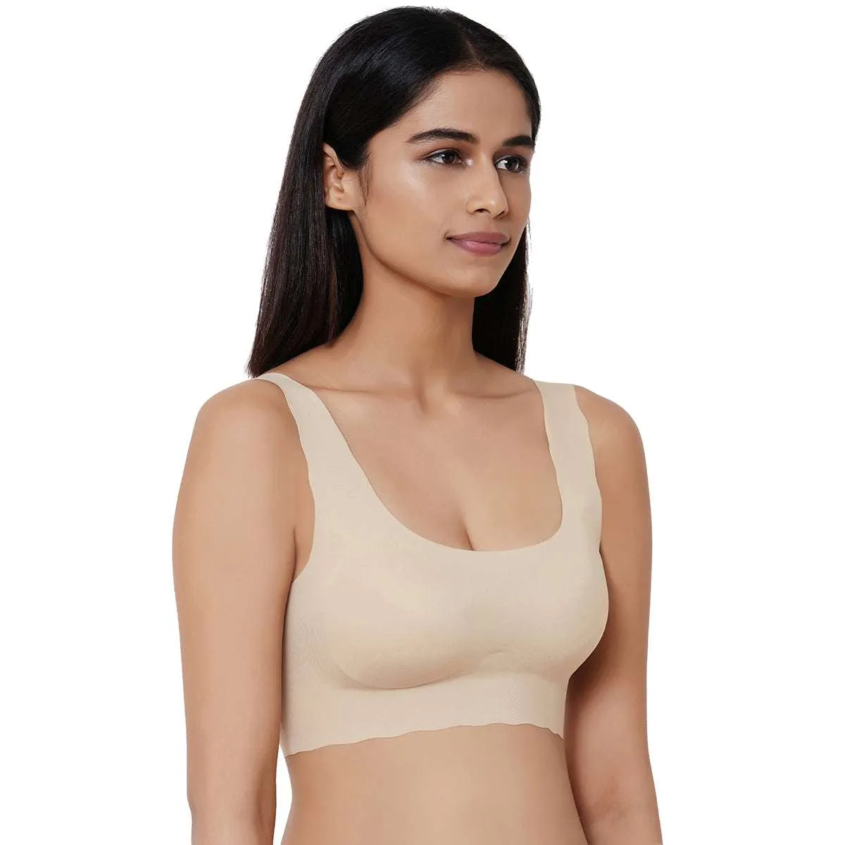 Gococi Padded Non Wired Full Coverage Seamless T-Shirt Bra - Beige