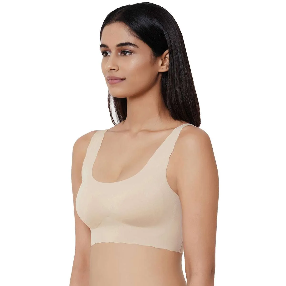 Gococi Padded Non Wired Full Coverage Seamless T-Shirt Bra - Beige