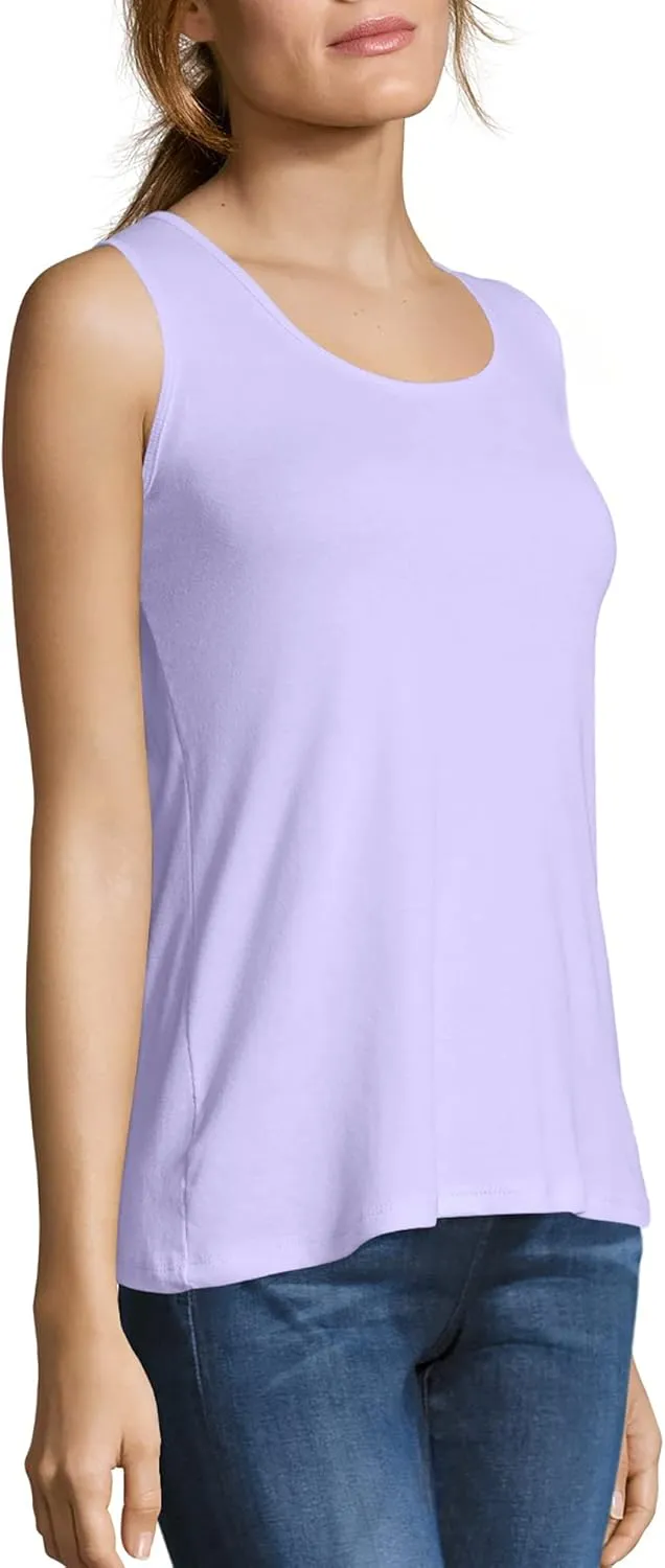 Hanes Women's Shirts, Womens Mini-Ribbed Cotton Tank Tops, Womens Sleeveless T-Shirts, Womens Tanks