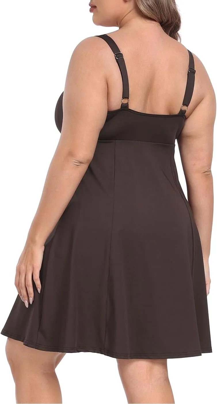 HDE Womens Plus Size Tennis Athletic Workout Dress with Built-in Shorts & Bra