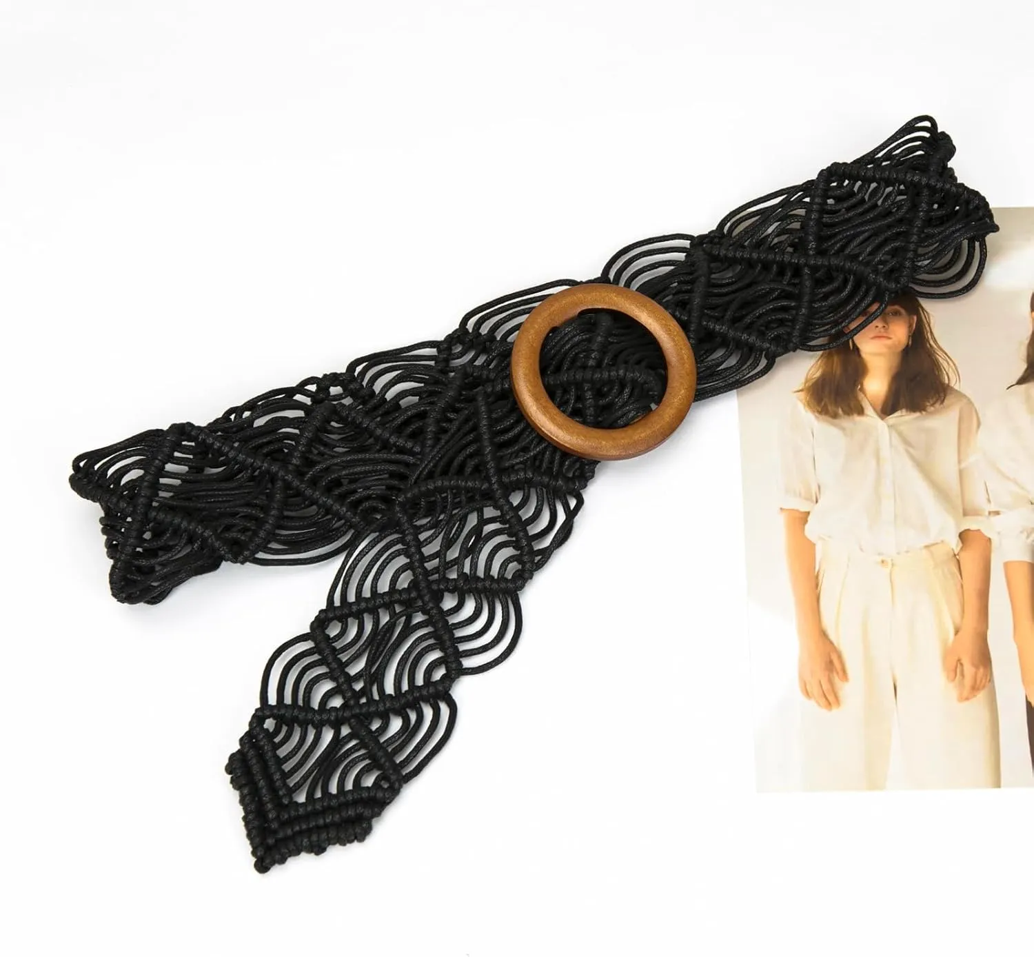 ILuvatar Women's tassel knotted belt hand woven belt Women's Bohemian Style Rope Braid Waist belt