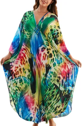 Kaftan Dresses for Women Plus Size Caftans Loungewear Swimsuit Coverup Butterfly Maxi Beach Dress Lightweight Muumuu