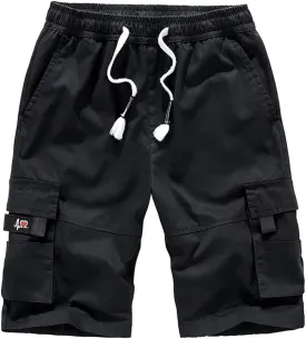 Kolongvangie Men's Cargo Shorts Casual Drawstring Pull On Cotton Summer Big & Tall Relaxed Fit Work Shorts