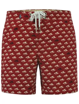 Le Shark Ferny red swimming trunks