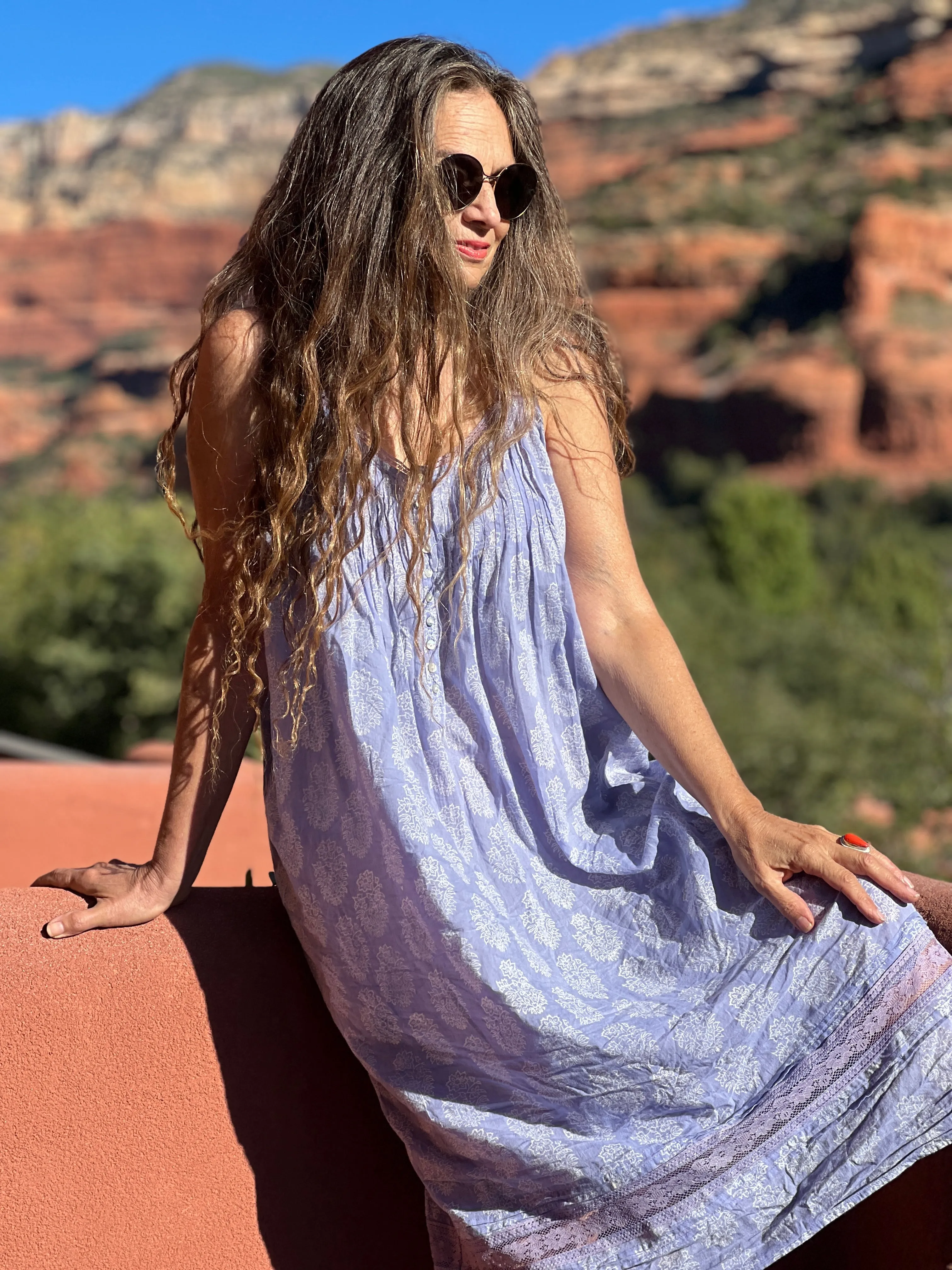Lilac Amer Sleeveless Long Night Gown