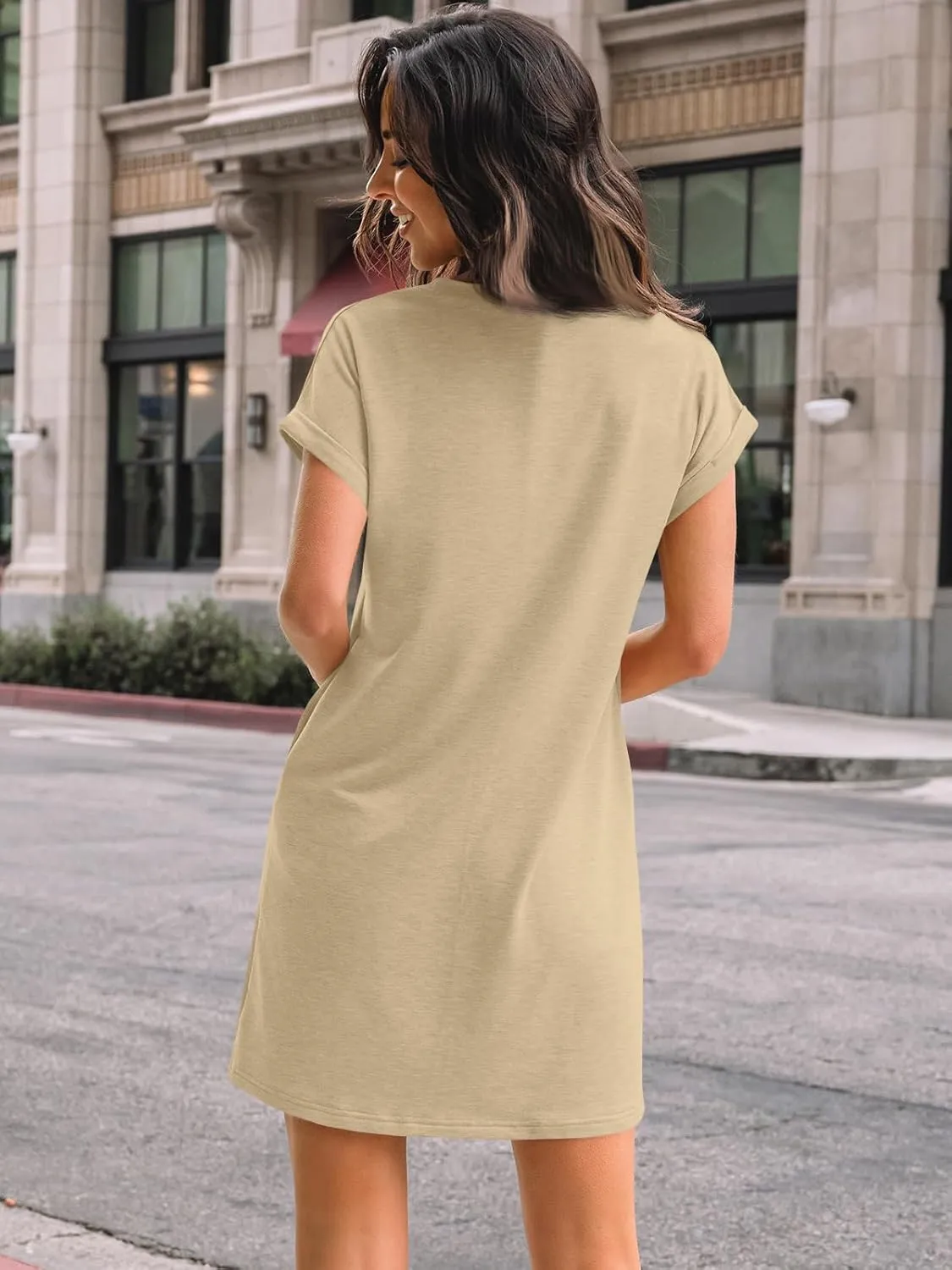 LILLUSORY Womens Summer Casual Short Sleeve T Shirt Dress 2025 Spring Vacation Beach Mini Sundress Loose Clothes with Pockets