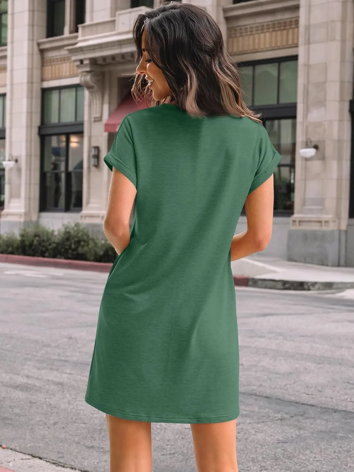 LILLUSORY Womens Summer Casual Short Sleeve T Shirt Dress 2025 Spring Vacation Beach Mini Sundress Loose Clothes with Pockets