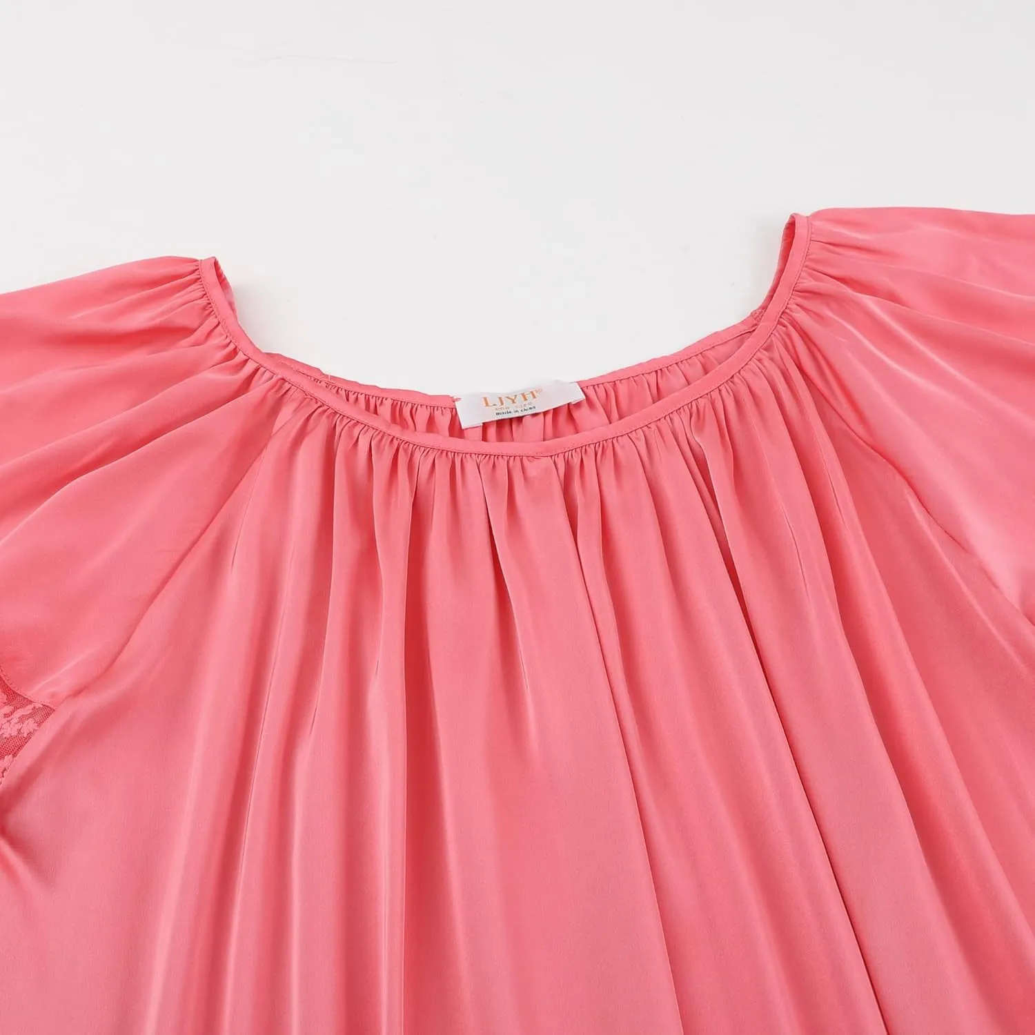 LJYH Women's Solid Short Sleeve Silky Long Nightgown Sleepwear Dress