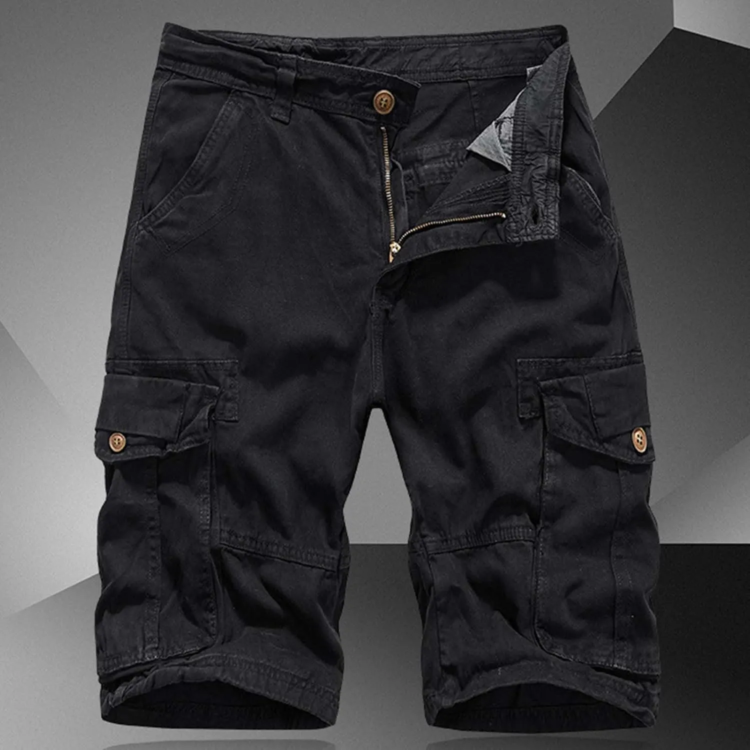 Men's Shorts Summer Casual Cotton Sports Cargo Shorts with Multi-Pocket Hiking Summer Linen Multicolor Relaxed Split