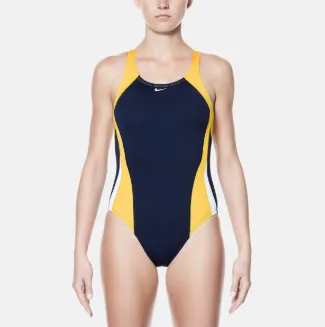 Nike Polyester Color Surge Fastback Swimsuit in Varsity Maize