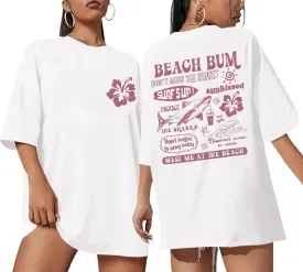 Oversized Beach Shirts for Women Hawaiian Graphic Tees Aesthetic Summer Tops for Teens Baggy Flower Tshirts