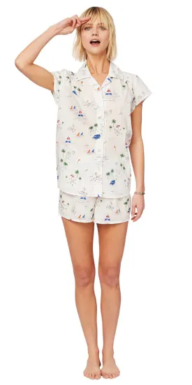 Pajama Short Set - Sail Away Beach