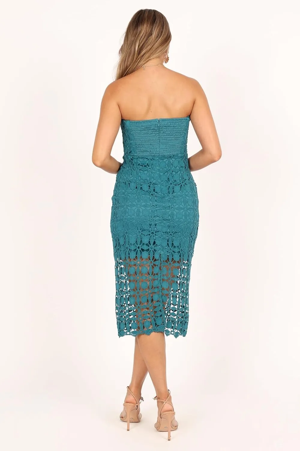 Petal & Pup Women's Candice Strapless Lace Midi Dress