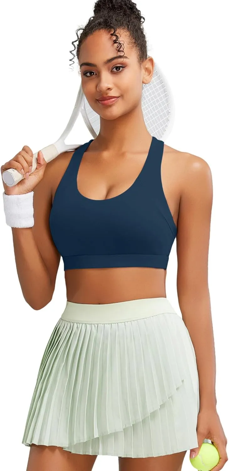 RUNNING GIRL Sports Bra for Women, Medium-High Support Criss-Cross Back Strappy Padded Sports Bras Supportive Workout Tops