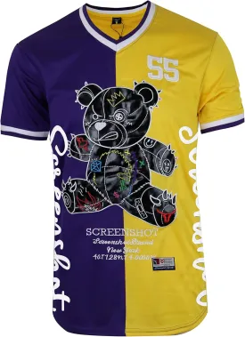 SCREENSHOT Mens Hip-Hop Premium Urban Sreetwear Fashion Jersey Top - NYC Style Basketball Sports Team Color Mesh Tops