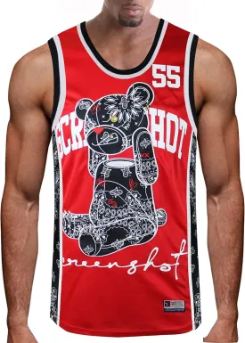 SCREENSHOT Mens Hip-Hop Premium Urban Sreetwear Fashion Jersey Top - NYC Style Basketball Sports Team Color Mesh Tops