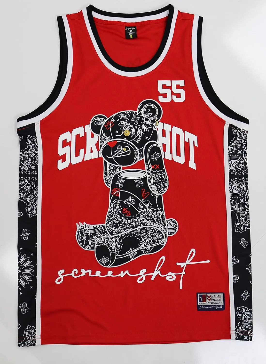 SCREENSHOT Mens Hip-Hop Premium Urban Sreetwear Fashion Jersey Top - NYC Style Basketball Sports Team Color Mesh Tops