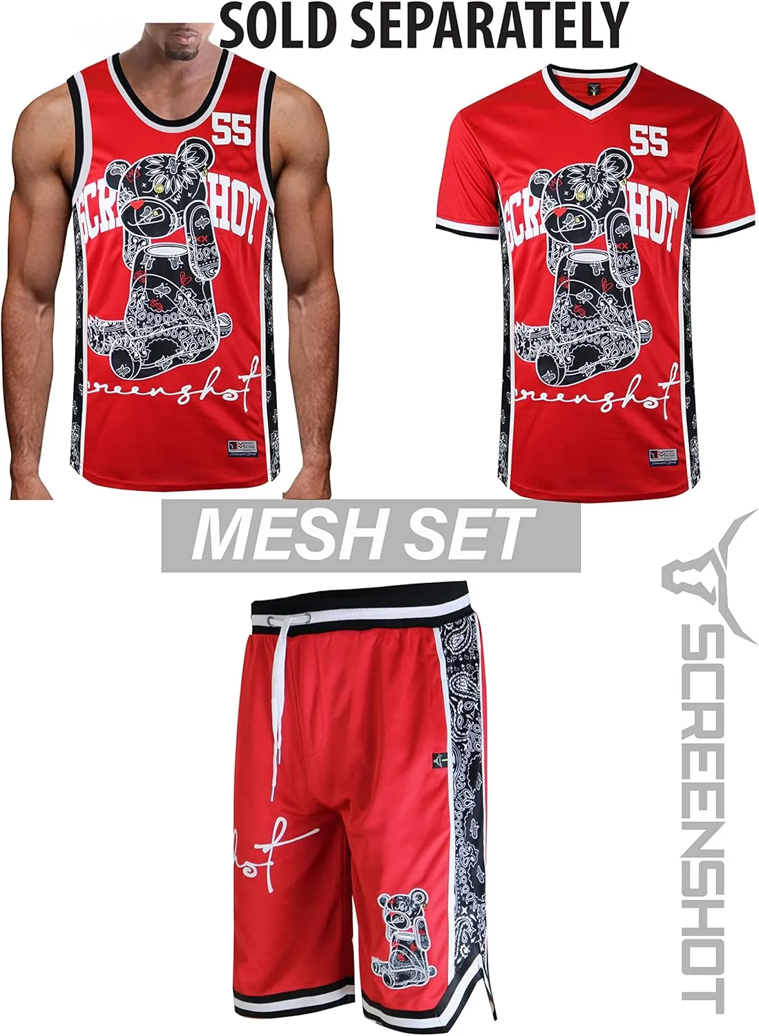 SCREENSHOT Mens Hip-Hop Premium Urban Sreetwear Fashion Jersey Top - NYC Style Basketball Sports Team Color Mesh Tops