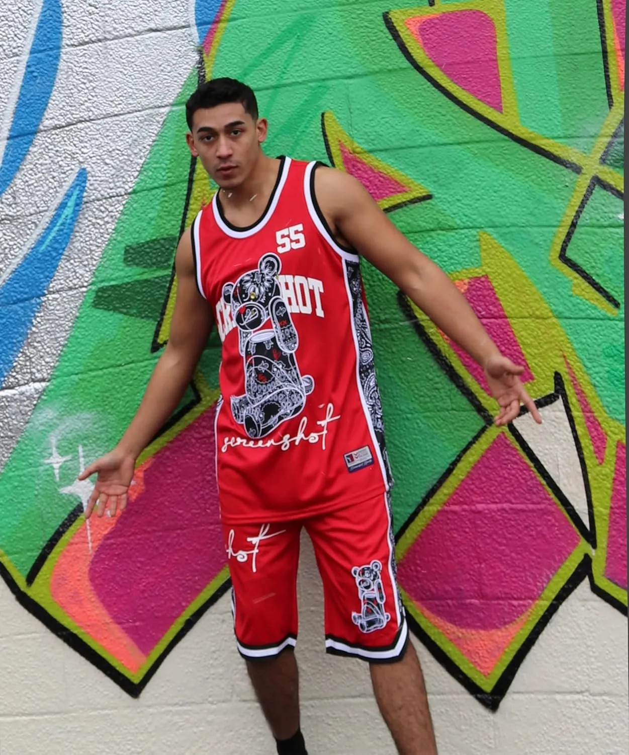 SCREENSHOT Mens Hip-Hop Premium Urban Sreetwear Fashion Jersey Top - NYC Style Basketball Sports Team Color Mesh Tops